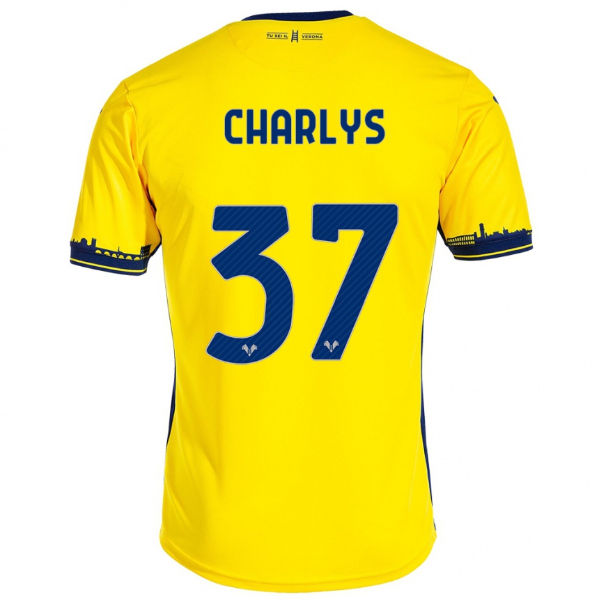 キッズフットボールチャーリーズ#37イエローアウェイシャツ2023/24ジャージーユニフォーム