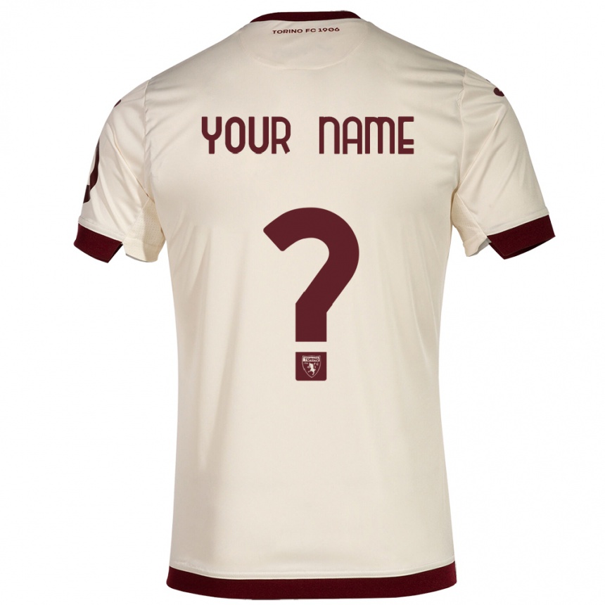 キッズフットボールあなたの名前#0シャンパンアウェイシャツ2023/24ジャージーユニフォーム