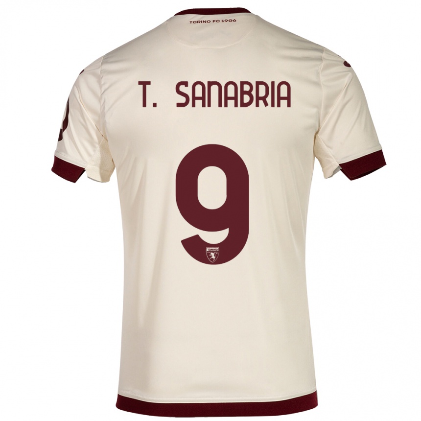 キッズフットボールアントニオ・サナブリア#9シャンパンアウェイシャツ2023/24ジャージーユニフォーム