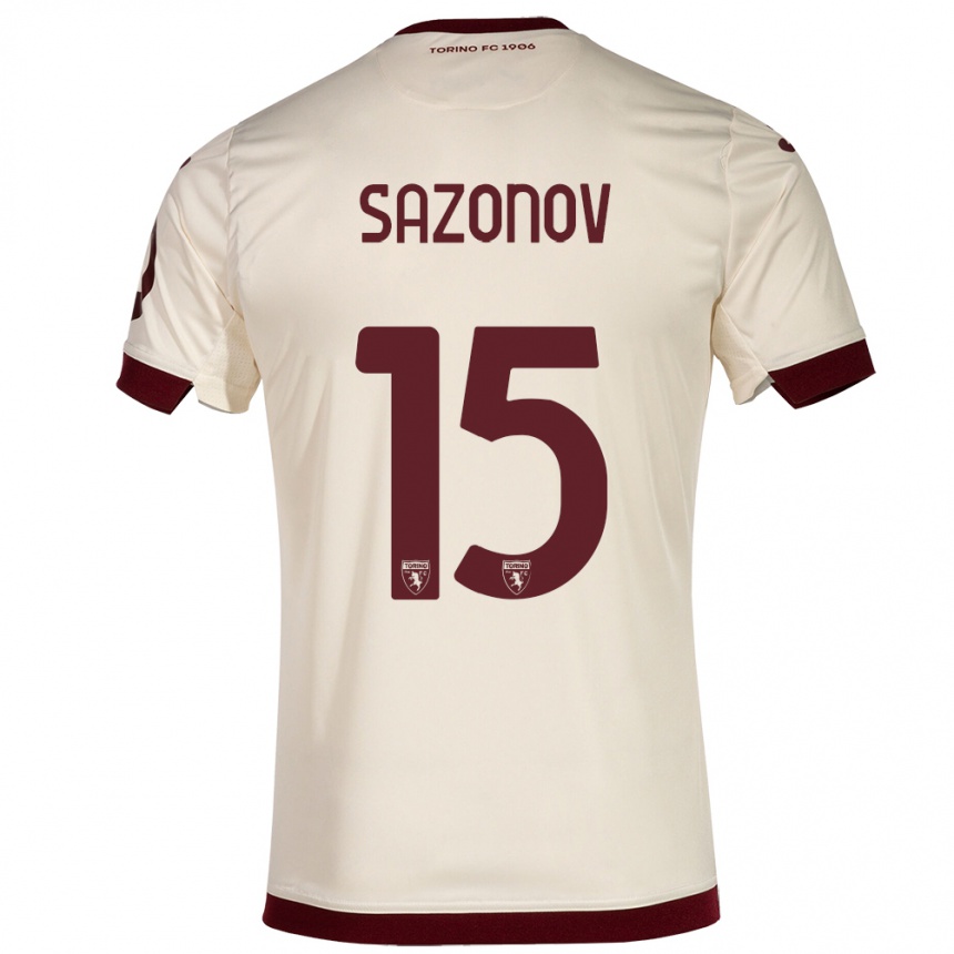 キッズフットボールサバ・サゾーノフ#15シャンパンアウェイシャツ2023/24ジャージーユニフォーム