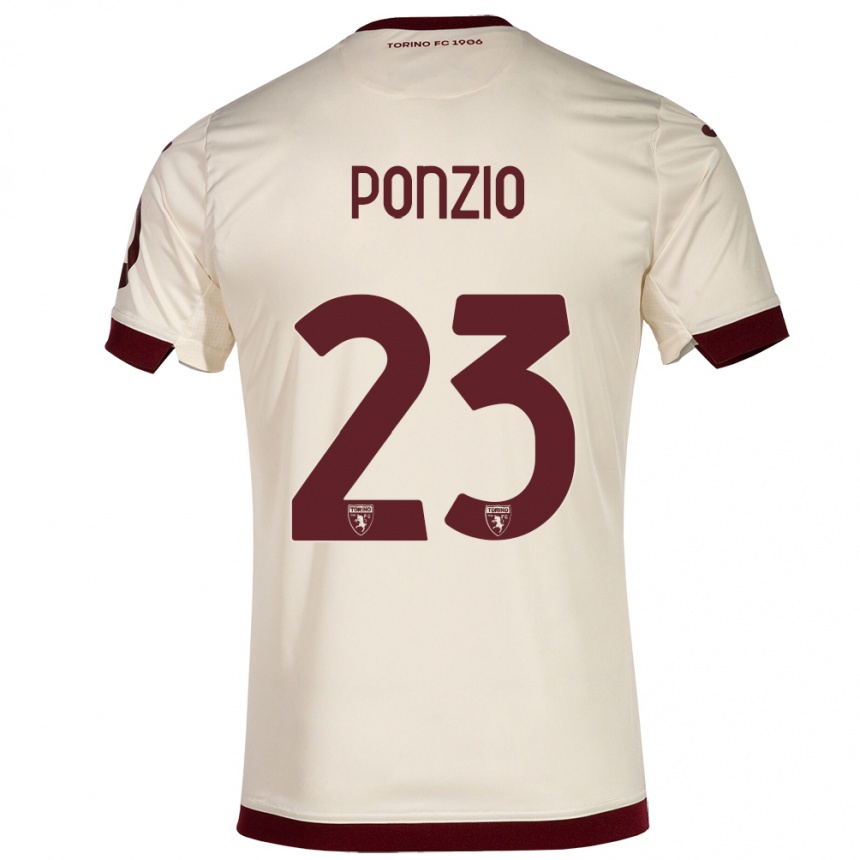 キッズフットボールエリカ・ポンツィオ#23シャンパンアウェイシャツ2023/24ジャージーユニフォーム