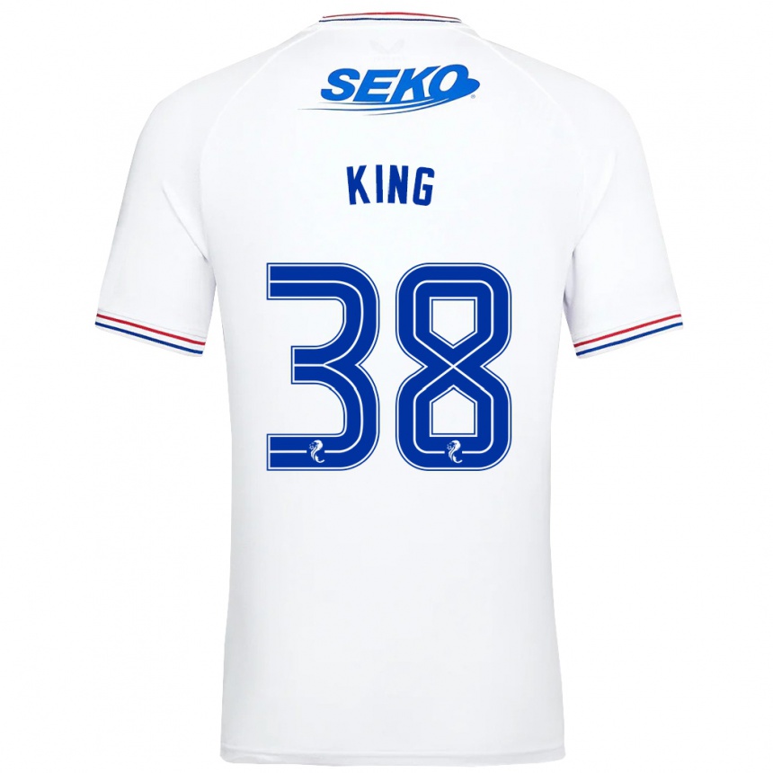 キッズフットボールレオン・トムソン・キング#38白アウェイシャツ2023/24ジャージーユニフォーム