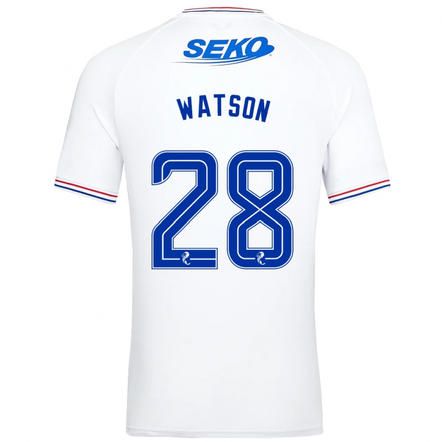 キッズフットボールエマ・ワトソン#28白アウェイシャツ2023/24ジャージーユニフォーム
