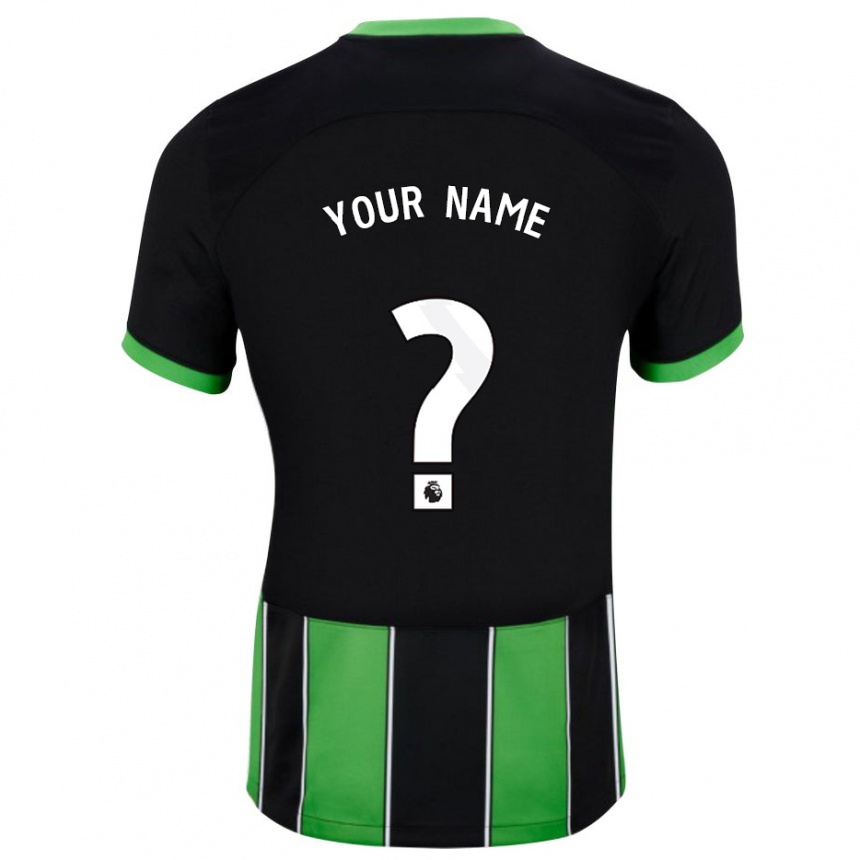 キッズフットボールあなたの名前#0ブラックグリーンアウェイシャツ2023/24ジャージーユニフォーム