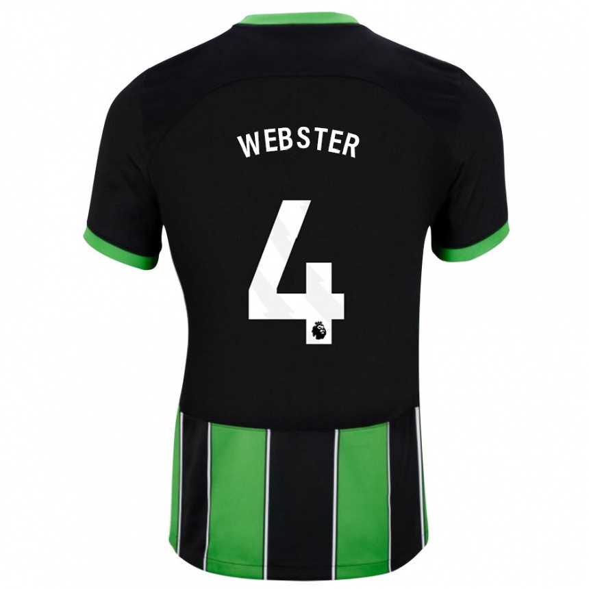 キッズフットボールアダム・ウェブスター#4ブラックグリーンアウェイシャツ2023/24ジャージーユニフォーム