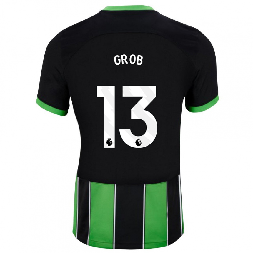 キッズフットボールパスカル・グロス#13ブラックグリーンアウェイシャツ2023/24ジャージーユニフォーム
