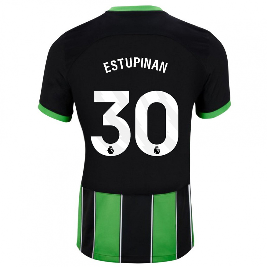 キッズフットボールペルビス・エストゥピニャン#30ブラックグリーンアウェイシャツ2023/24ジャージーユニフォーム