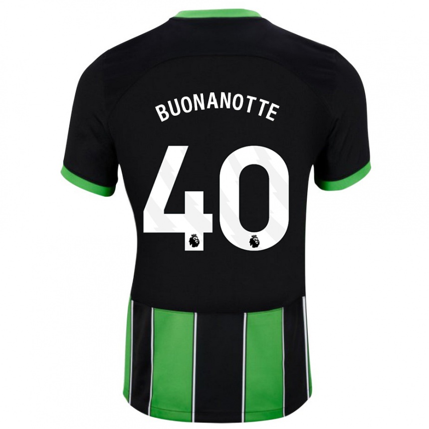 キッズフットボールファクンド・ブオナノッテ#40ブラックグリーンアウェイシャツ2023/24ジャージーユニフォーム
