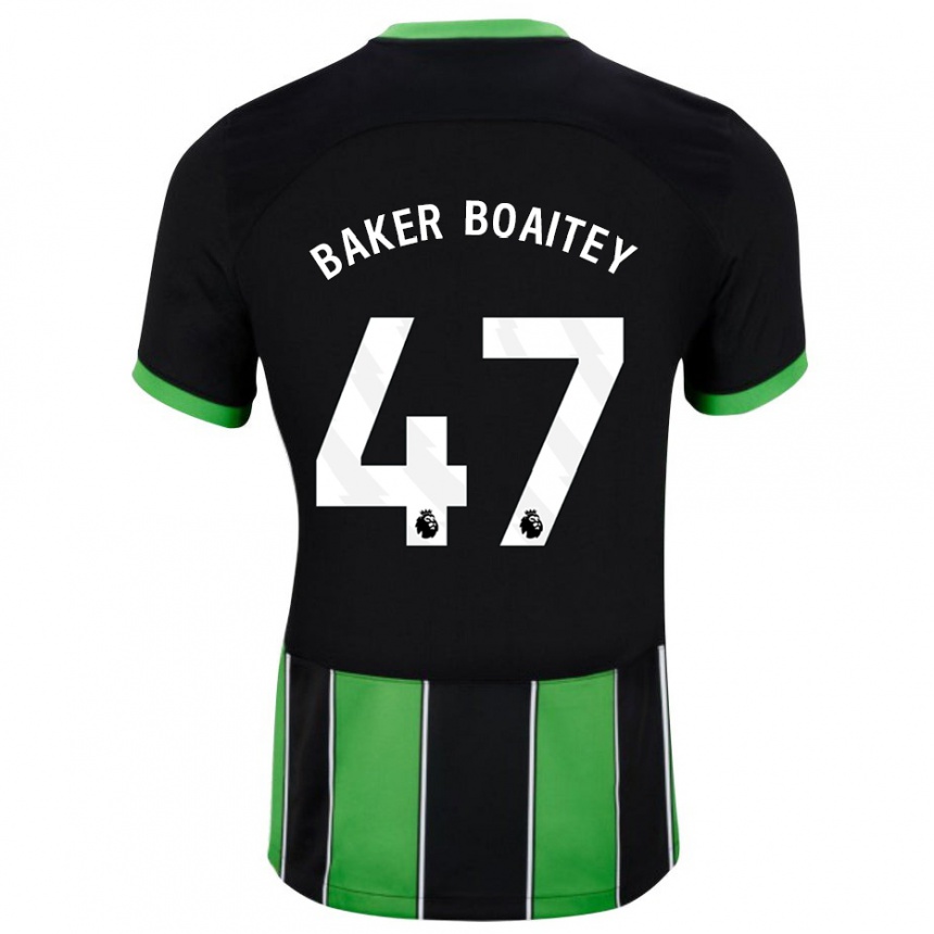 キッズフットボールベニチオ・ベイカー・ボアティ#47ブラックグリーンアウェイシャツ2023/24ジャージーユニフォーム