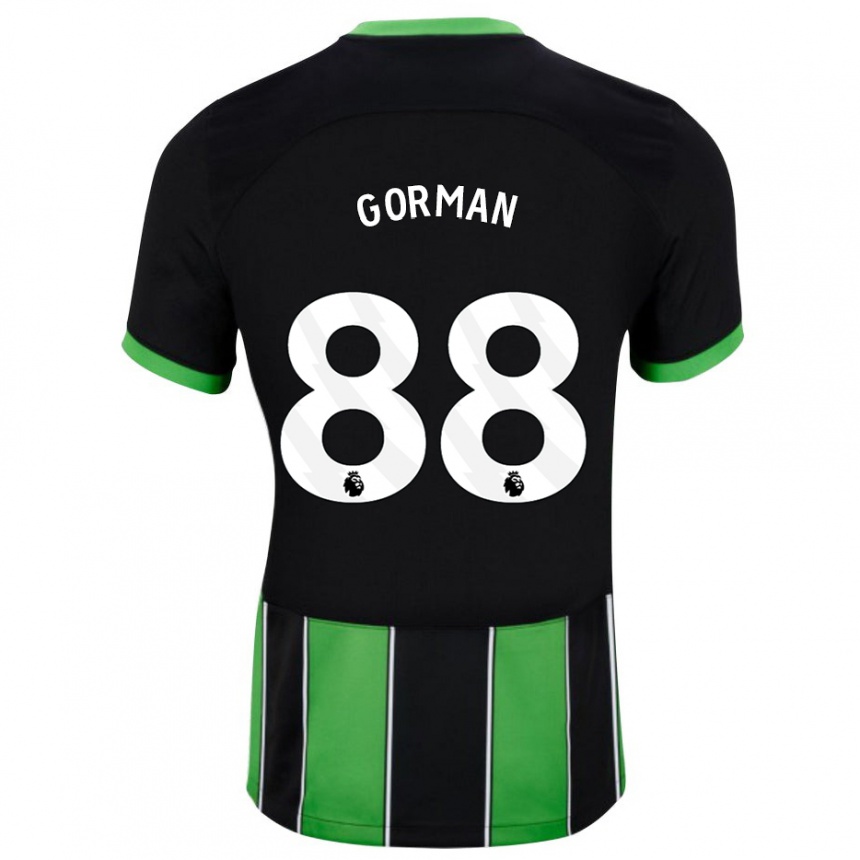 キッズフットボールロニー・ゴーマン#88ブラックグリーンアウェイシャツ2023/24ジャージーユニフォーム
