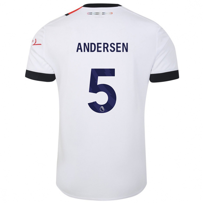 キッズフットボールマッズ・ユエル・アンデルセン#5白アウェイシャツ2023/24ジャージーユニフォーム