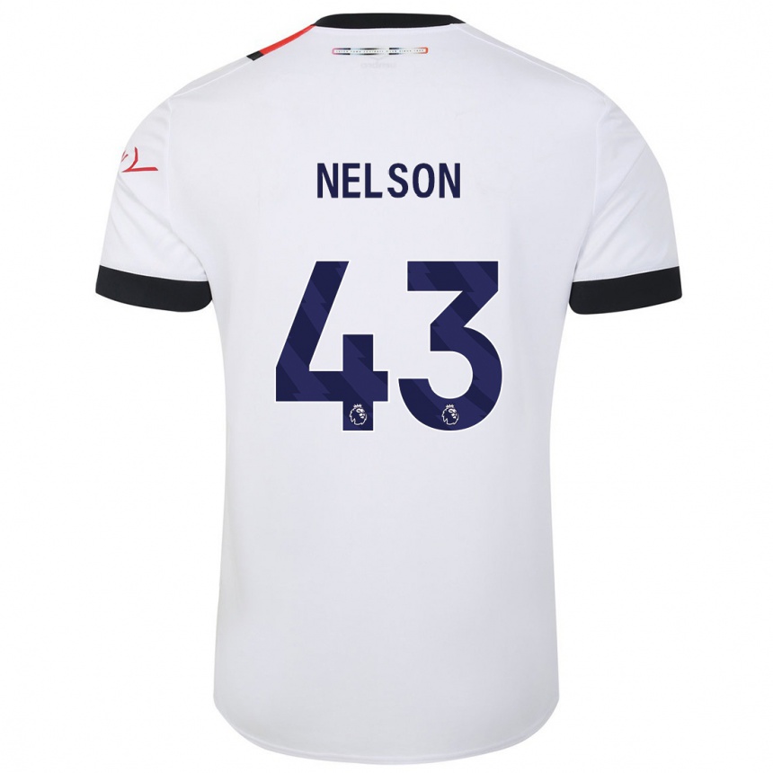 キッズフットボールザック・ネルソン#43白アウェイシャツ2023/24ジャージーユニフォーム