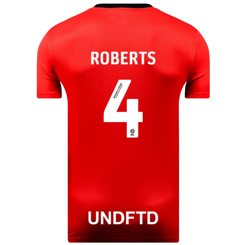 キッズフットボールマーク・ロバーツ#4赤アウェイシャツ2023/24ジャージーユニフォーム