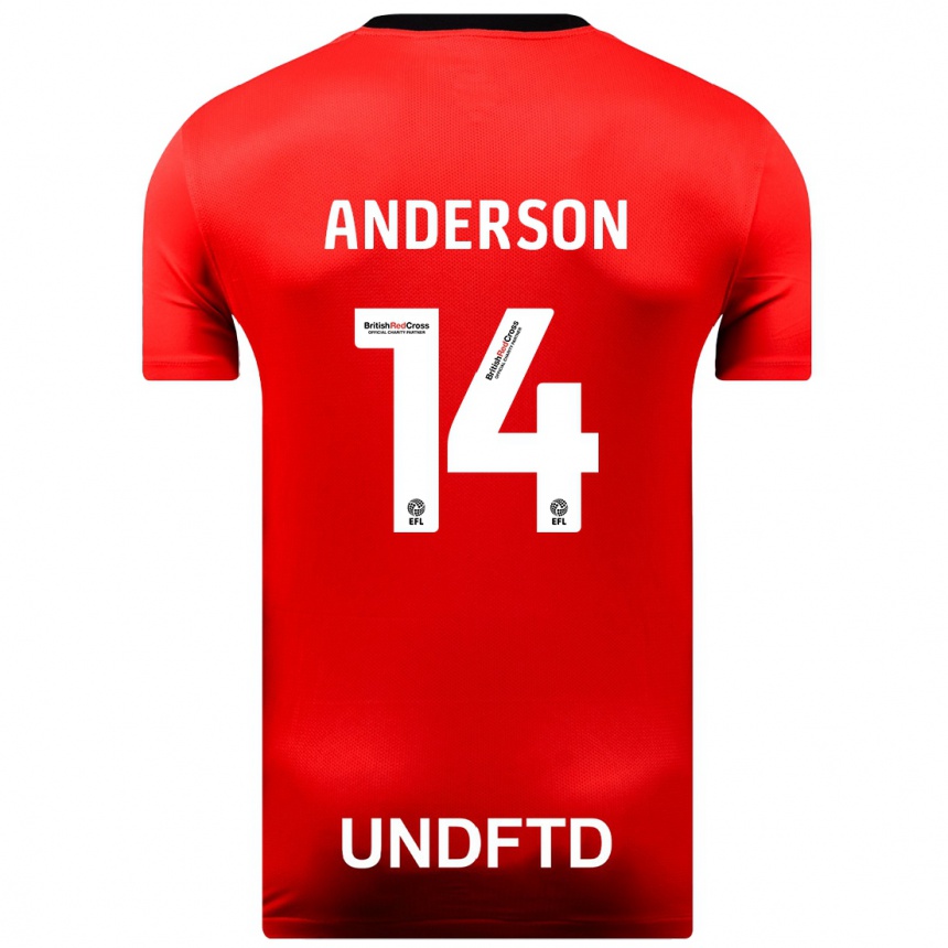 キッズフットボールアンダーソン#14赤アウェイシャツ2023/24ジャージーユニフォーム