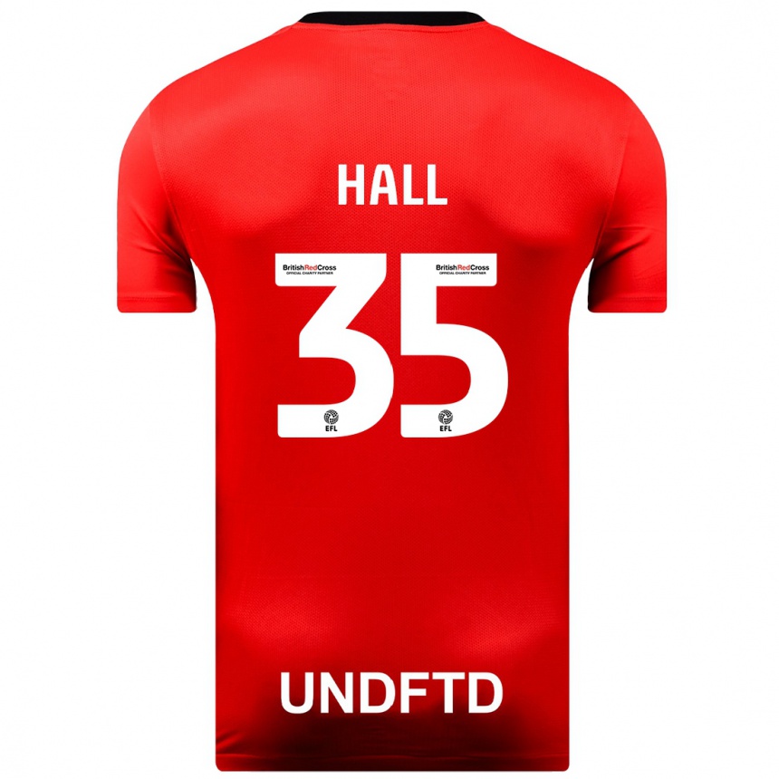 キッズフットボールジョージ・ホール#35赤アウェイシャツ2023/24ジャージーユニフォーム