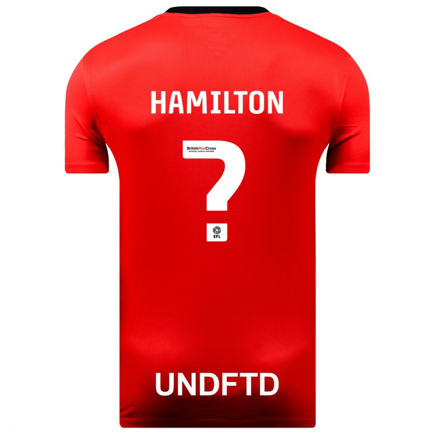 キッズフットボールハーレイ・ファレル・ハミルトン#0赤アウェイシャツ2023/24ジャージーユニフォーム
