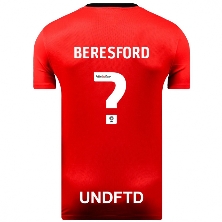 キッズフットボールベンジャミン・ピーター・ベレスフォード#0赤アウェイシャツ2023/24ジャージーユニフォーム