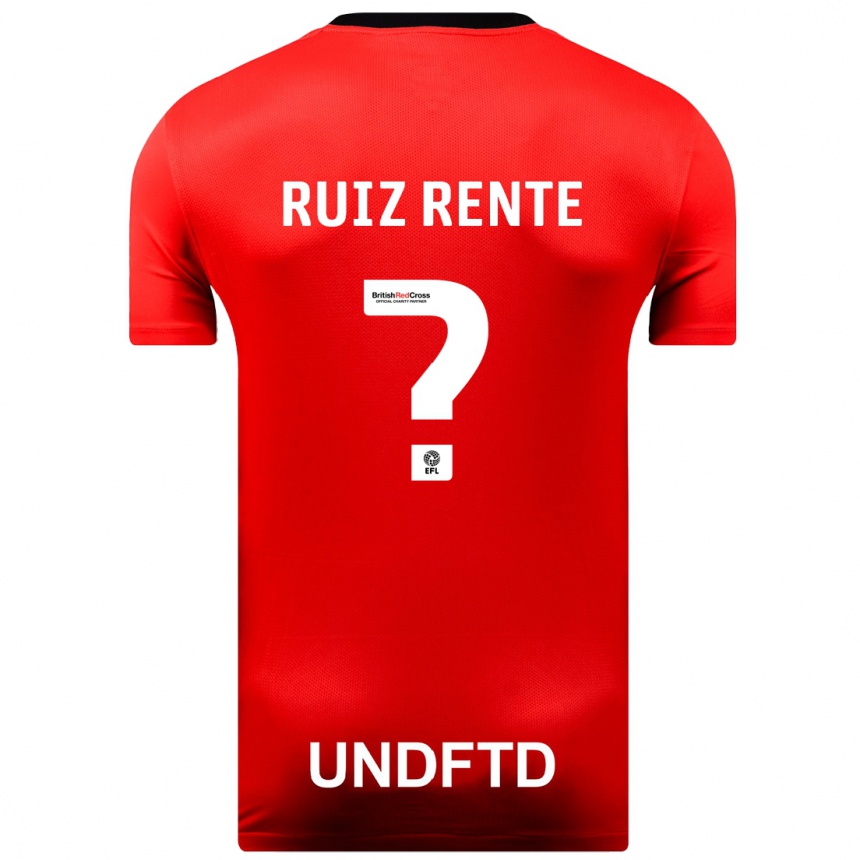 キッズフットボールアルバロ・ルイズ・レンテ#0赤アウェイシャツ2023/24ジャージーユニフォーム