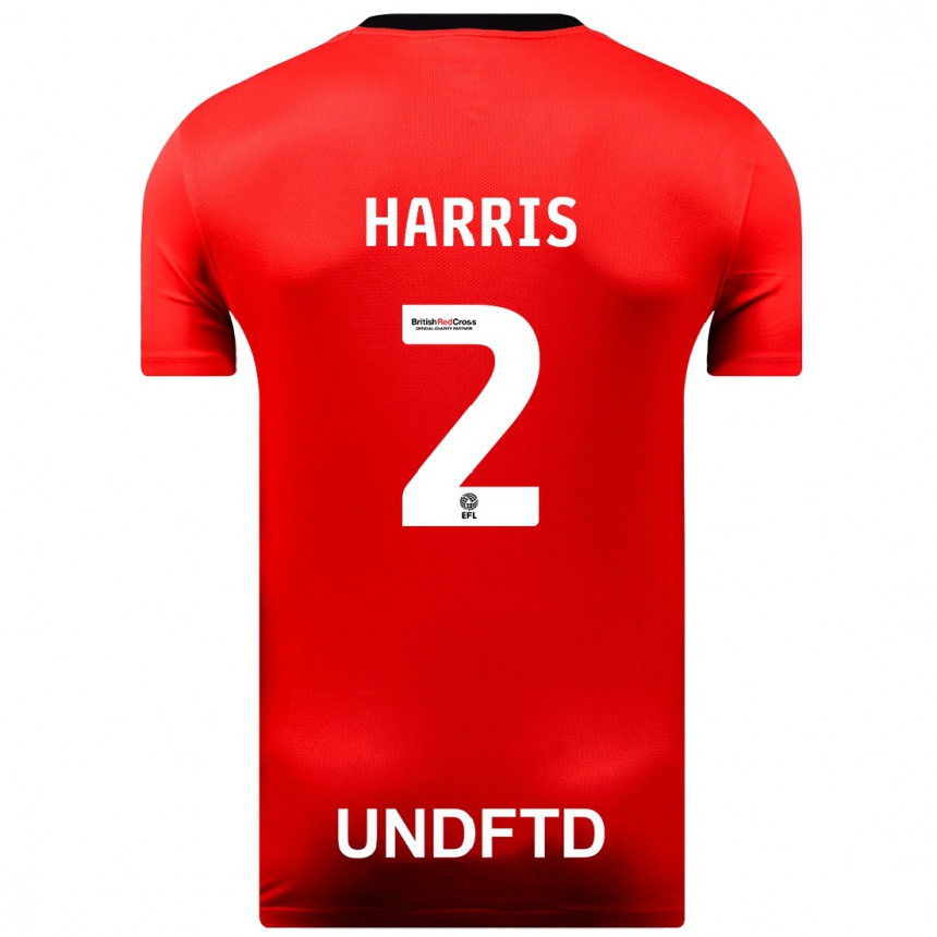 キッズフットボールマーサ・ハリス#2赤アウェイシャツ2023/24ジャージーユニフォーム