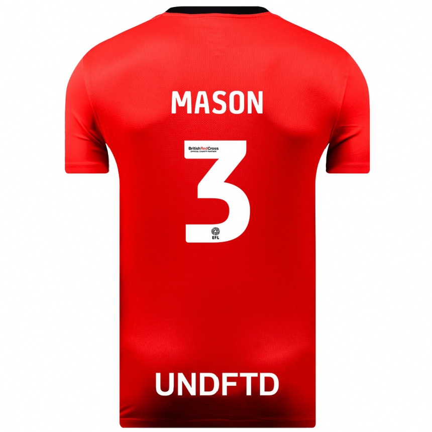 キッズフットボールエリー・メイソン#3赤アウェイシャツ2023/24ジャージーユニフォーム