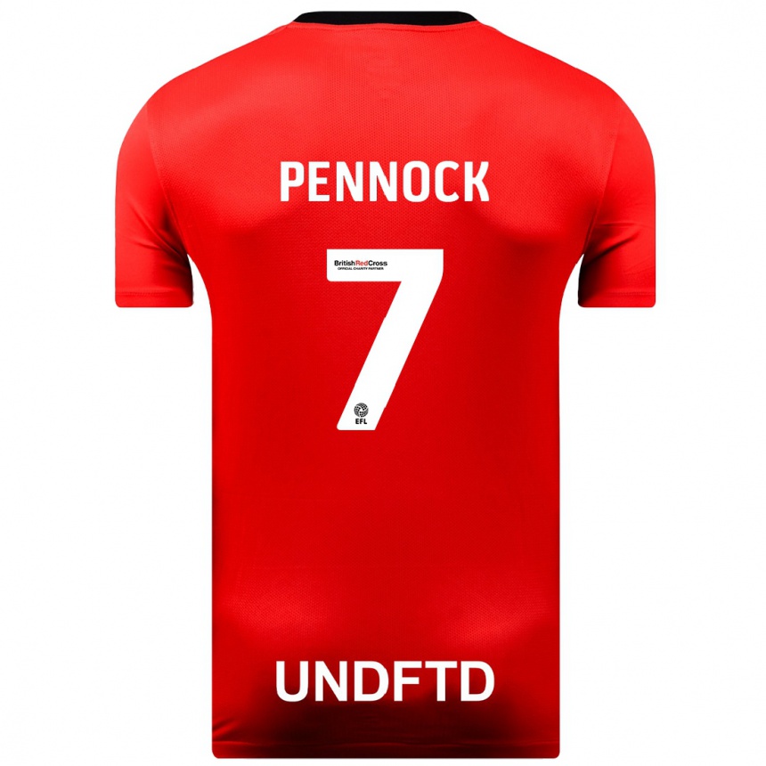 キッズフットボールジェイド・ペンノック#7赤アウェイシャツ2023/24ジャージーユニフォーム