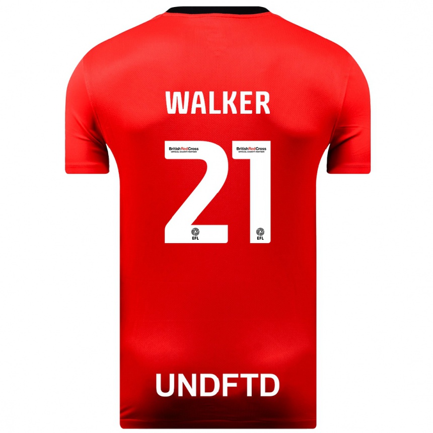 キッズフットボールクラウディア・ウォーカー#21赤アウェイシャツ2023/24ジャージーユニフォーム