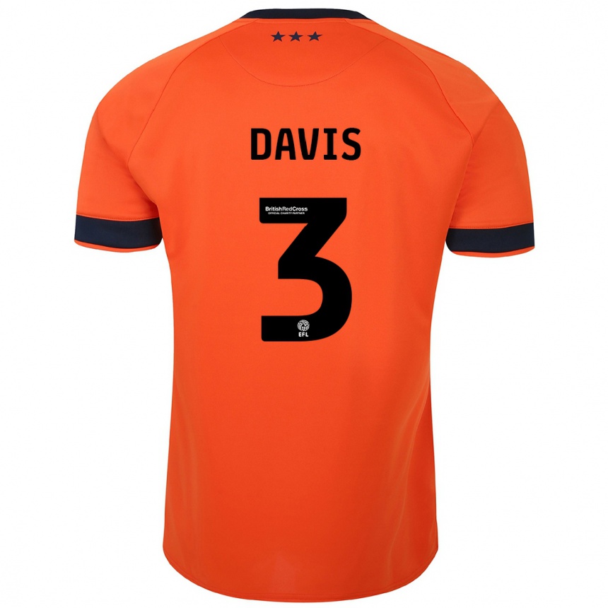 キッズフットボールレイフ・デイヴィス#3オレンジアウェイシャツ2023/24ジャージーユニフォーム