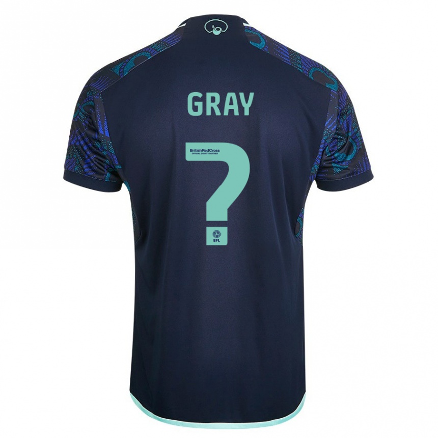 キッズフットボールハリー・グレイ#0青アウェイシャツ2023/24ジャージーユニフォーム