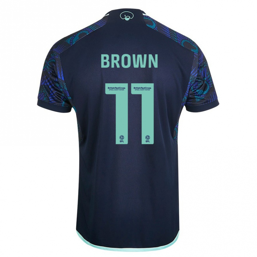 キッズフットボールアビゲイル・ブラウン#11青アウェイシャツ2023/24ジャージーユニフォーム
