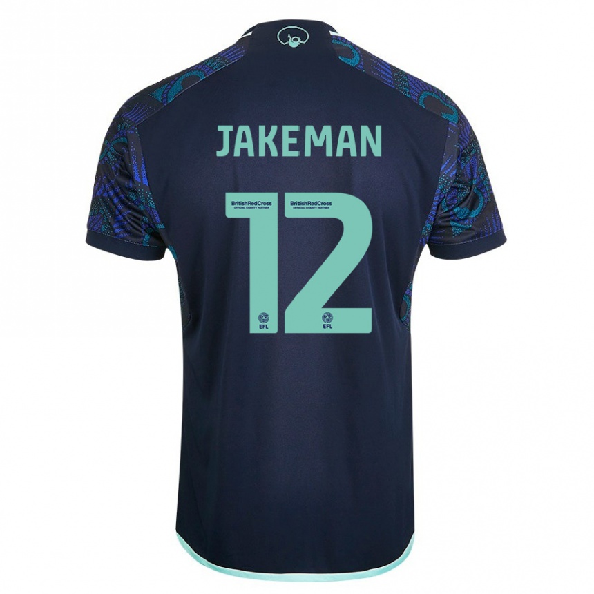 キッズフットボールハリエット・ジェイクマン#12青アウェイシャツ2023/24ジャージーユニフォーム