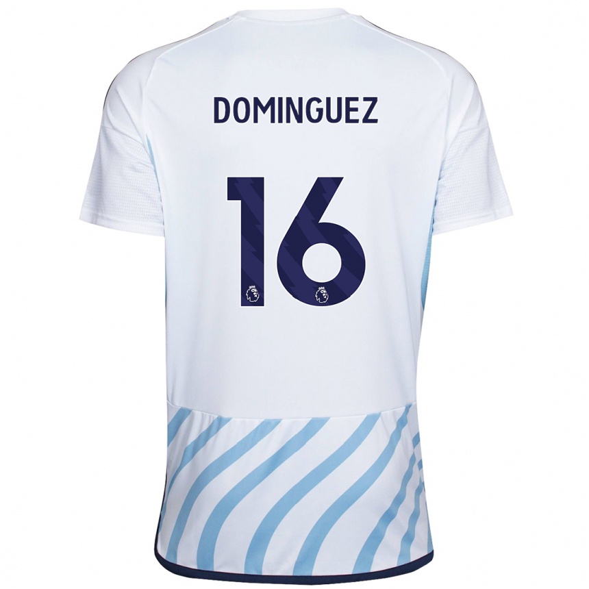 キッズフットボールニコラス・ドミンゲス#16白青アウェイシャツ2023/24ジャージーユニフォーム