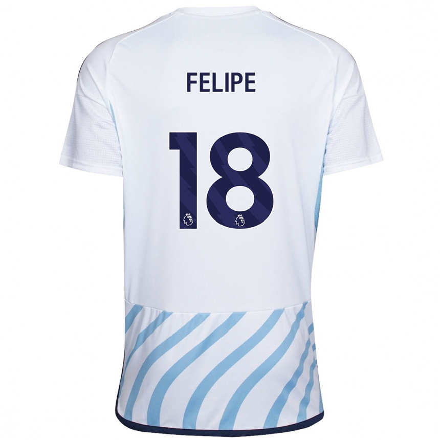 キッズフットボールフェリペ#18白青アウェイシャツ2023/24ジャージーユニフォーム