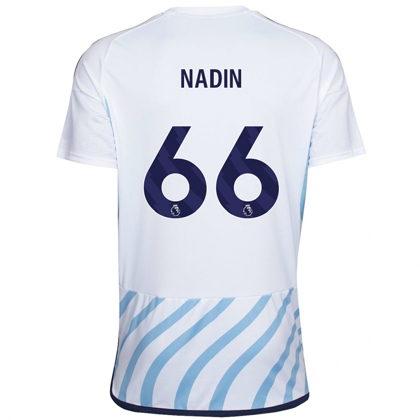 キッズフットボールジャック・ナディン#66白青アウェイシャツ2023/24ジャージーユニフォーム