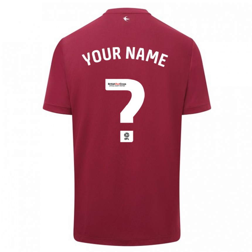 キッズフットボールあなたの名前#0赤アウェイシャツ2023/24ジャージーユニフォーム