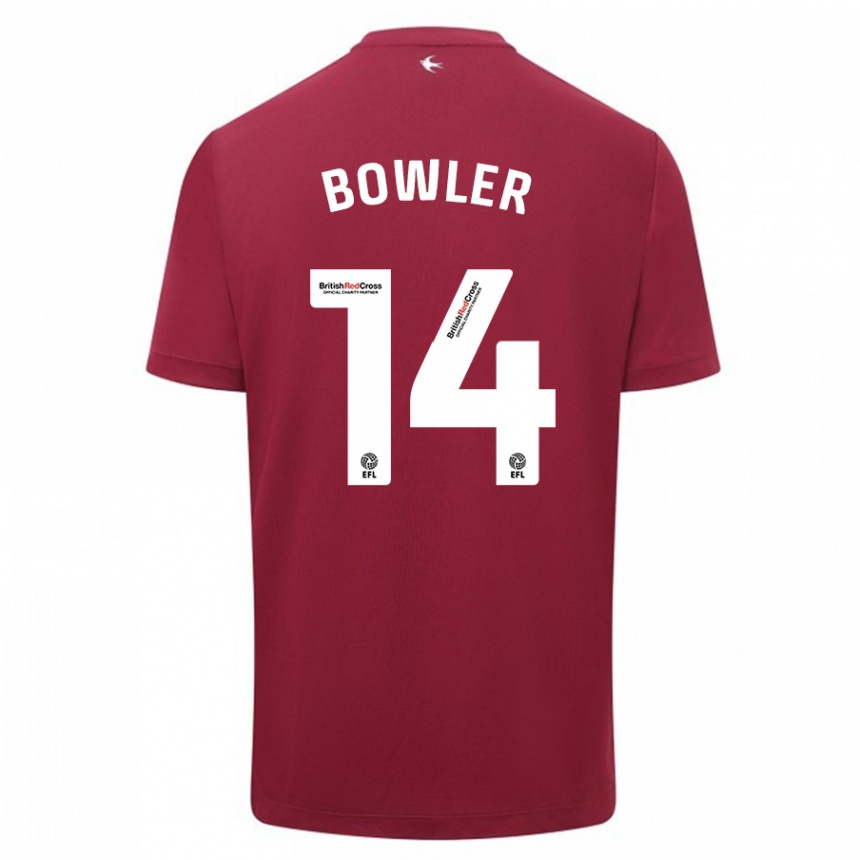 キッズフットボールジョシュ・ボウラー#14赤アウェイシャツ2023/24ジャージーユニフォーム