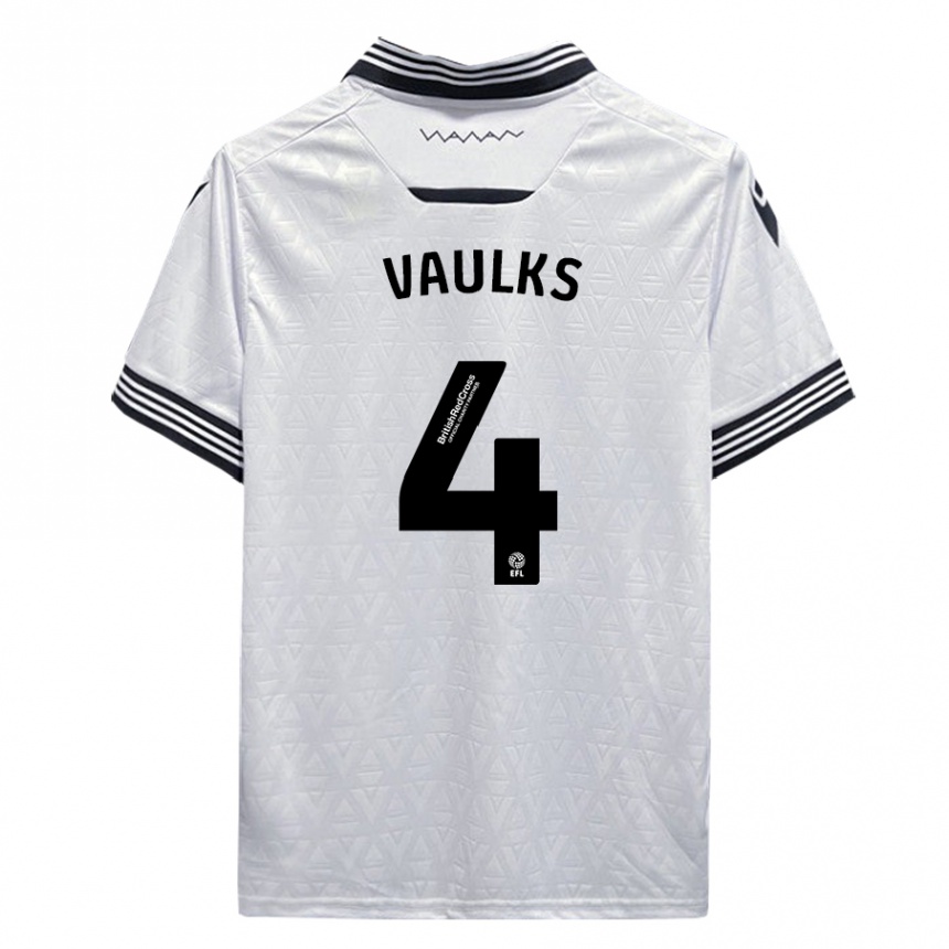 キッズフットボールウィル・ヴォークス#4白アウェイシャツ2023/24ジャージーユニフォーム