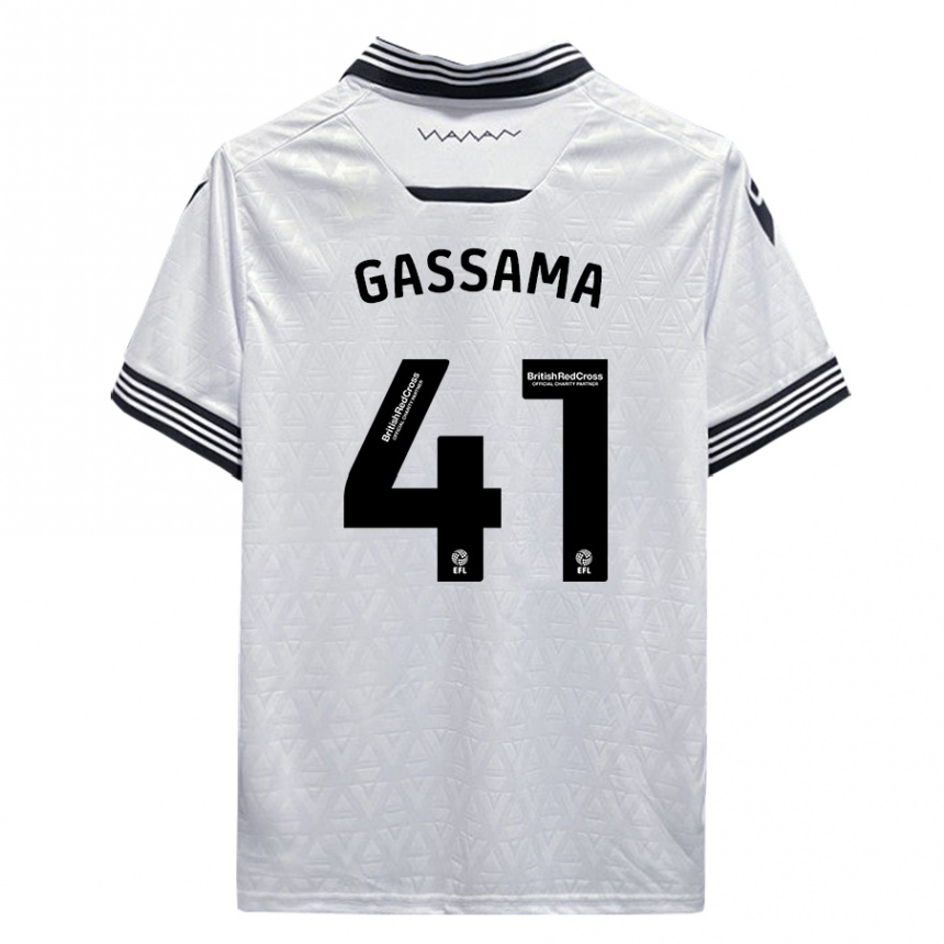 キッズフットボールジェディ・ガサマ#41白アウェイシャツ2023/24ジャージーユニフォーム