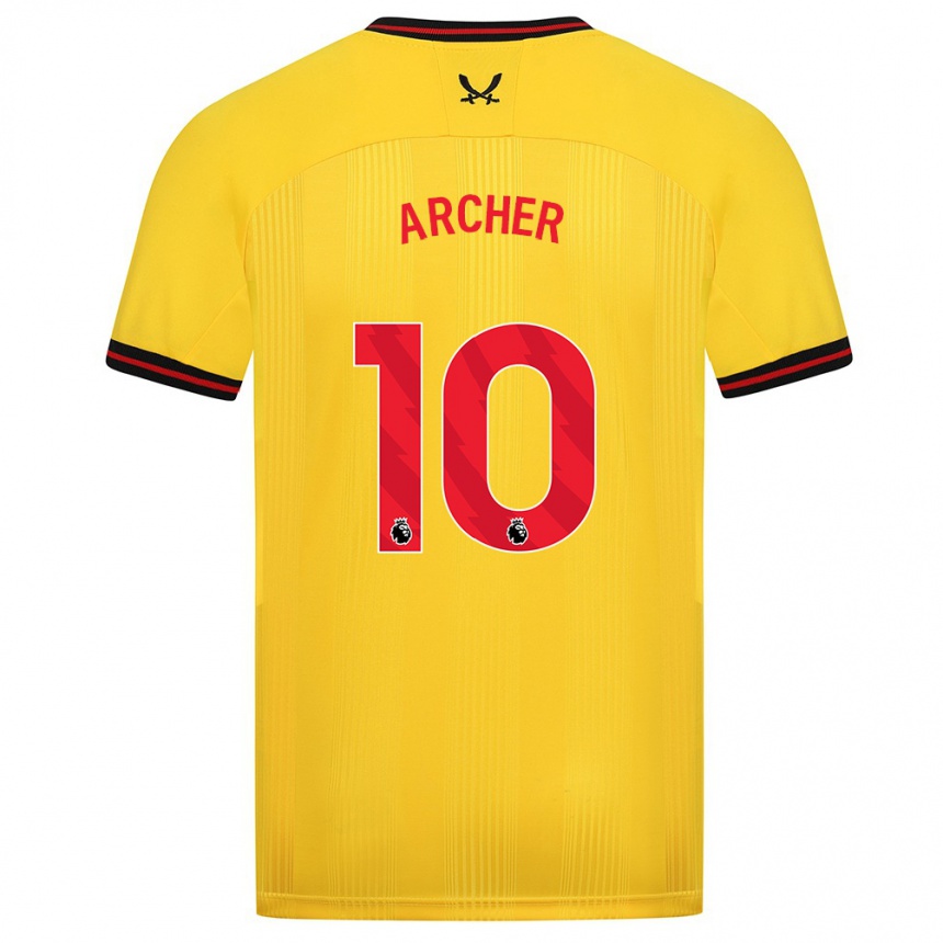 キッズフットボールキャメロン・アーチャー#10イエローアウェイシャツ2023/24ジャージーユニフォーム