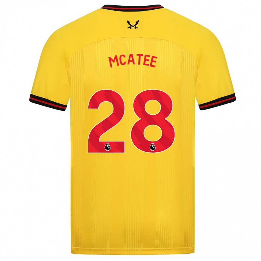 キッズフットボールジェームズ・マカティー#28イエローアウェイシャツ2023/24ジャージーユニフォーム