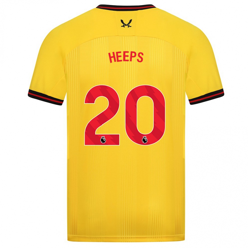 キッズフットボールエレノア・ヘップス#20イエローアウェイシャツ2023/24ジャージーユニフォーム