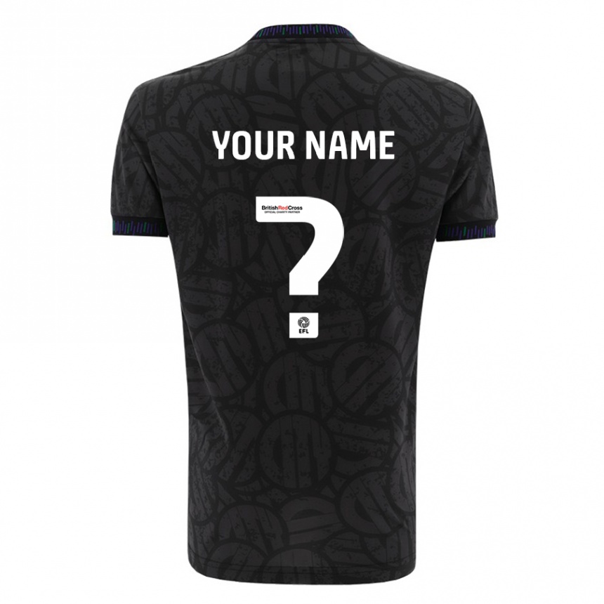 キッズフットボールあなたの名前#0黒アウェイシャツ2023/24ジャージーユニフォーム