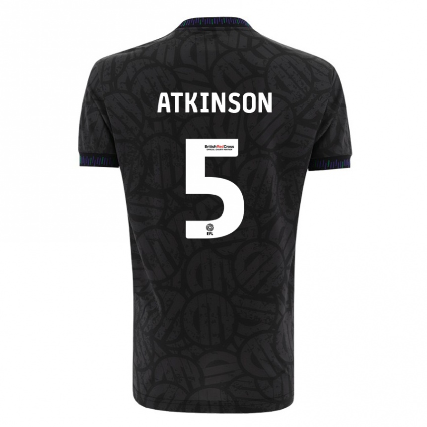 キッズフットボールロバート・アトキンソン#5黒アウェイシャツ2023/24ジャージーユニフォーム