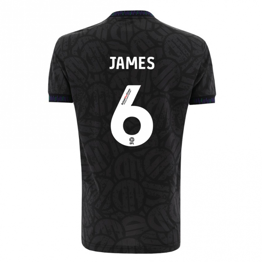 キッズフットボールマティ・ジェームズ#6黒アウェイシャツ2023/24ジャージーユニフォーム
