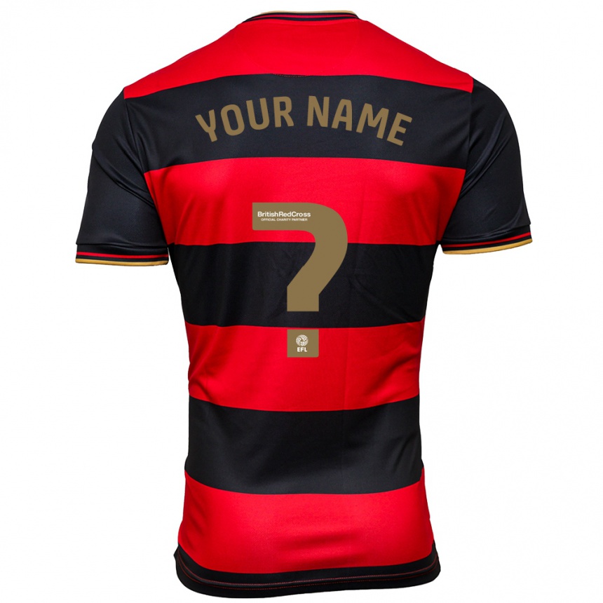 キッズフットボールあなたの名前#0黒赤アウェイシャツ2023/24ジャージーユニフォーム