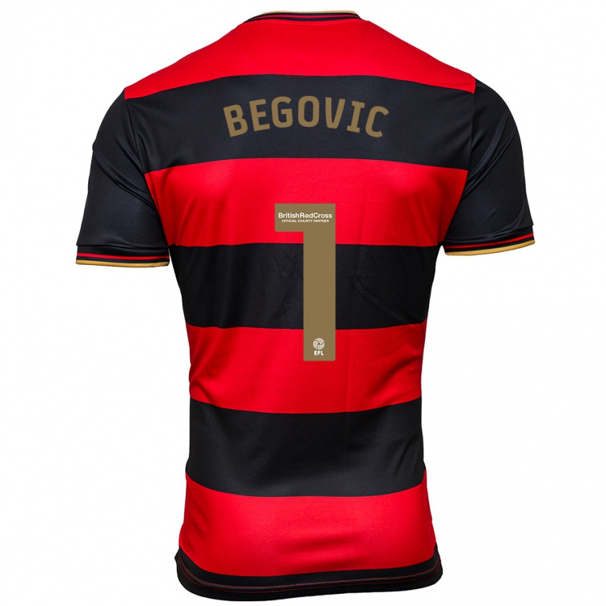 キッズフットボールアスミル・ベゴヴィッチ#1黒赤アウェイシャツ2023/24ジャージーユニフォーム
