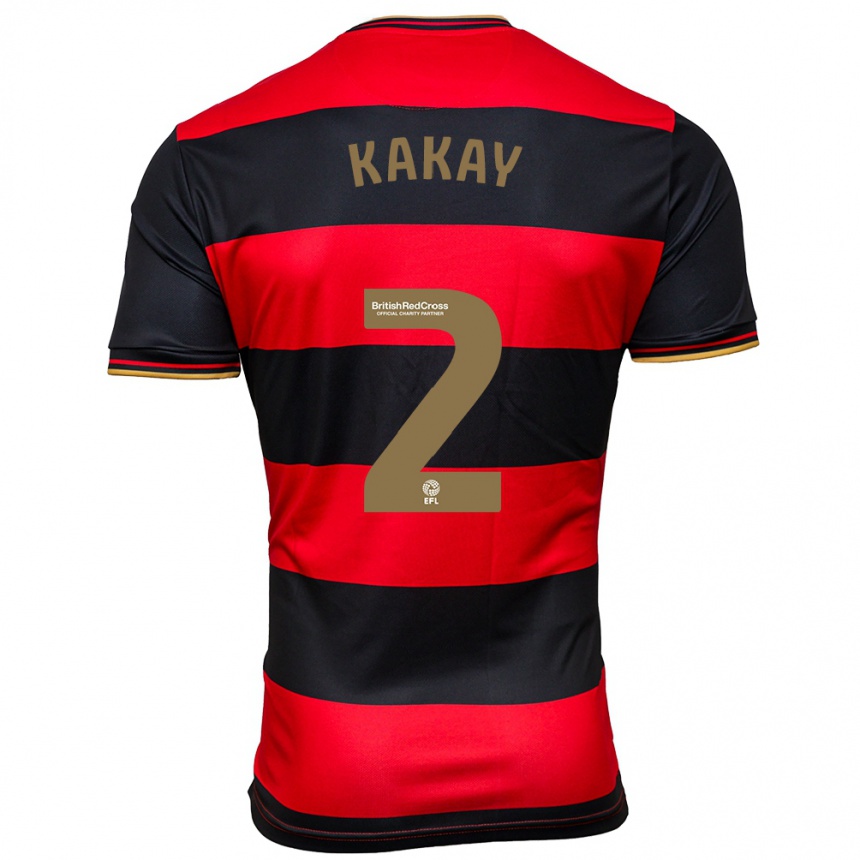 キッズフットボールオスマン・カカイ#2黒赤アウェイシャツ2023/24ジャージーユニフォーム