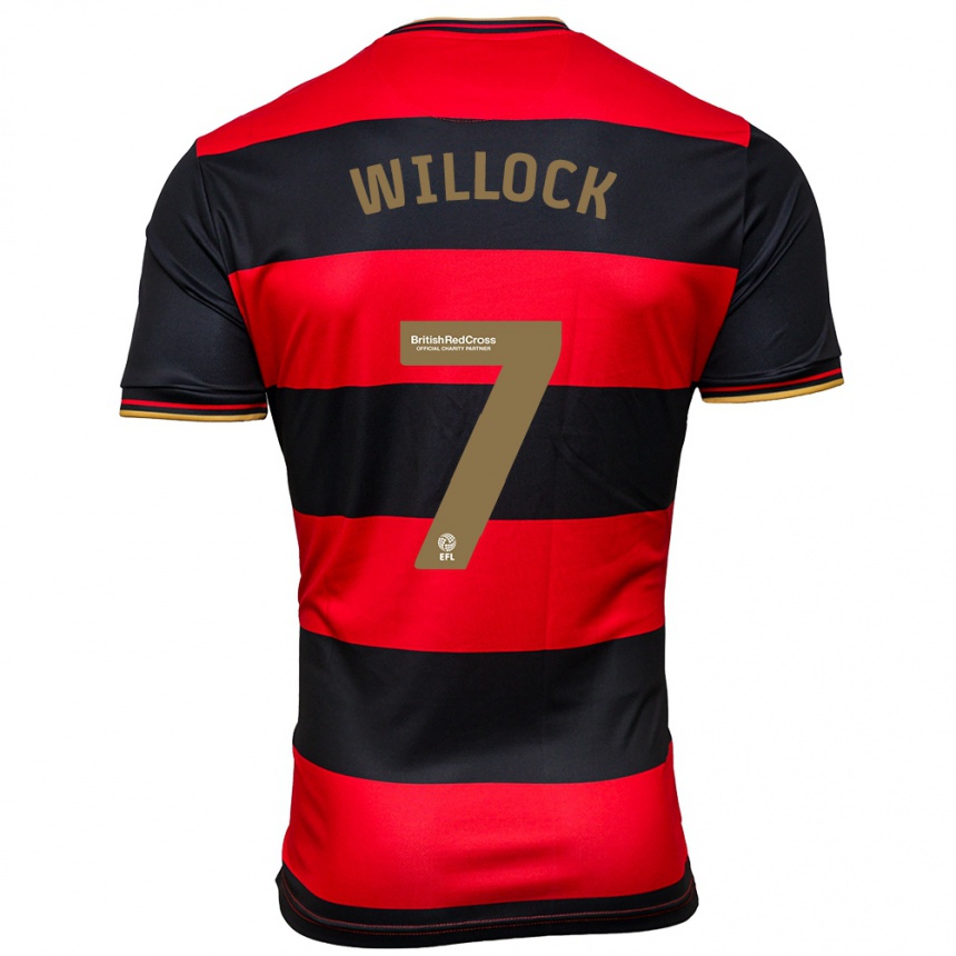 キッズフットボールクリス・ウィロック#7黒赤アウェイシャツ2023/24ジャージーユニフォーム
