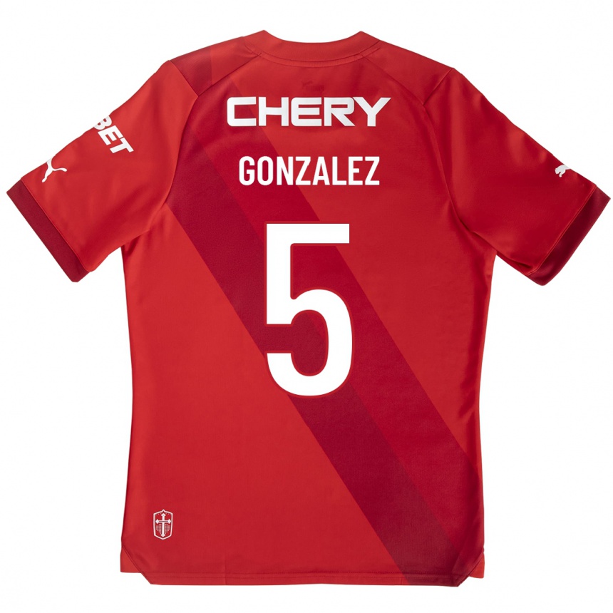 キッズフットボールダニエル・ゴンザレス#5赤アウェイシャツ2023/24ジャージーユニフォーム