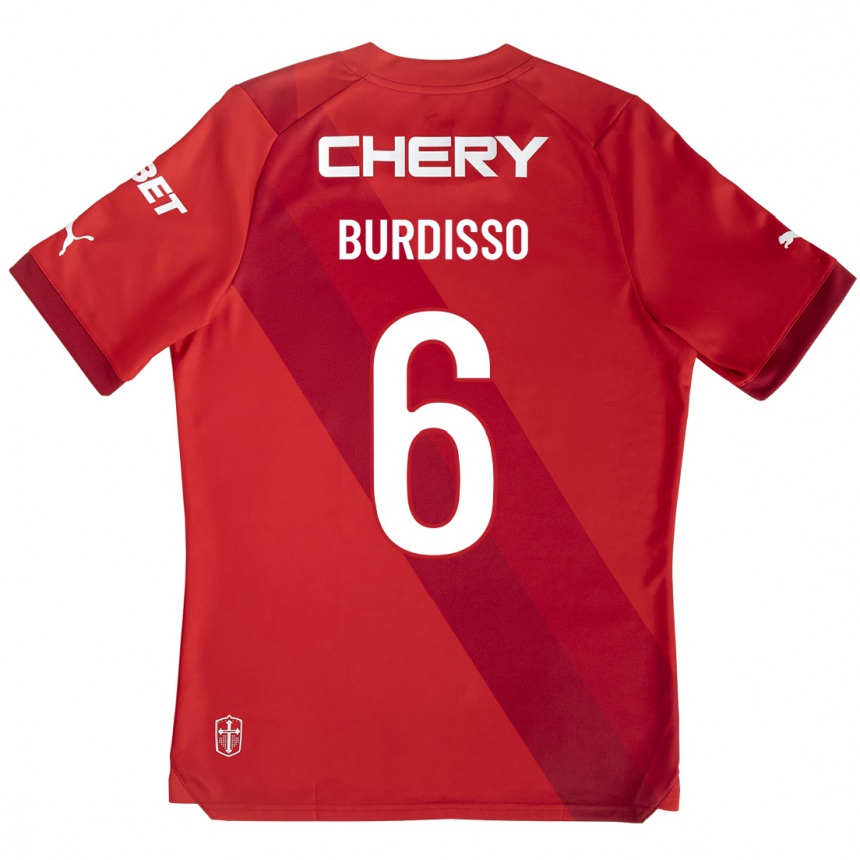 キッズフットボールギジェルモ・ブルディッソ#6赤アウェイシャツ2023/24ジャージーユニフォーム