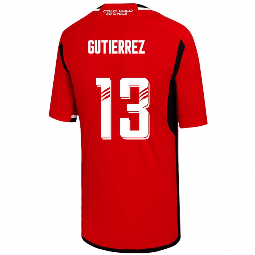 キッズフットボールブルーノ・グティエレス#13赤アウェイシャツ2023/24ジャージーユニフォーム